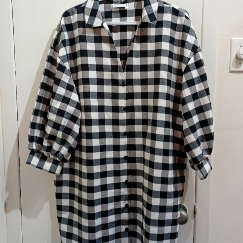 ASOS Black and White Check Midi Dress